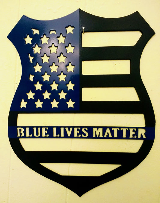 Blue Lives Matter Flag Badge Metal Art