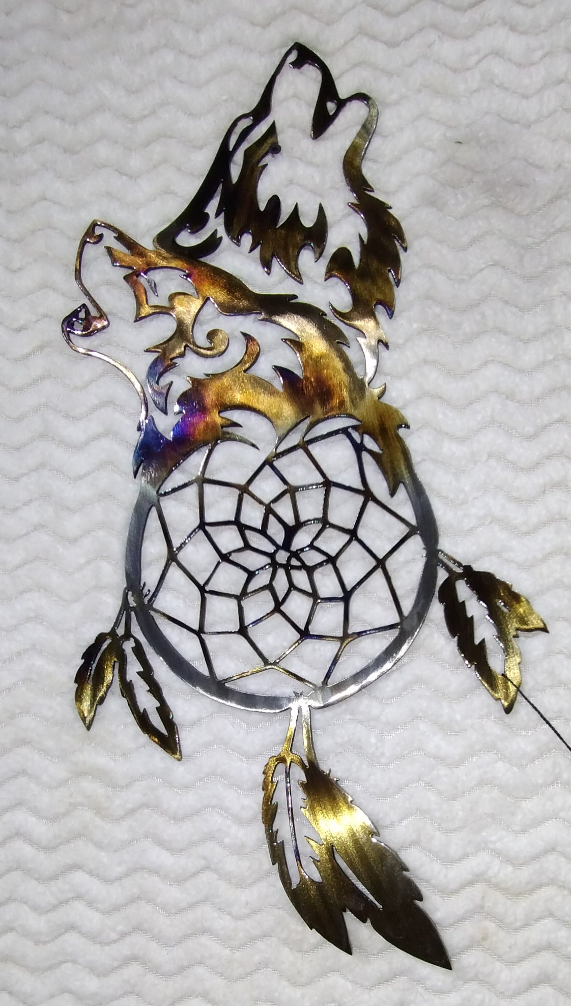 Wolf Dream Catcher metal wall art
