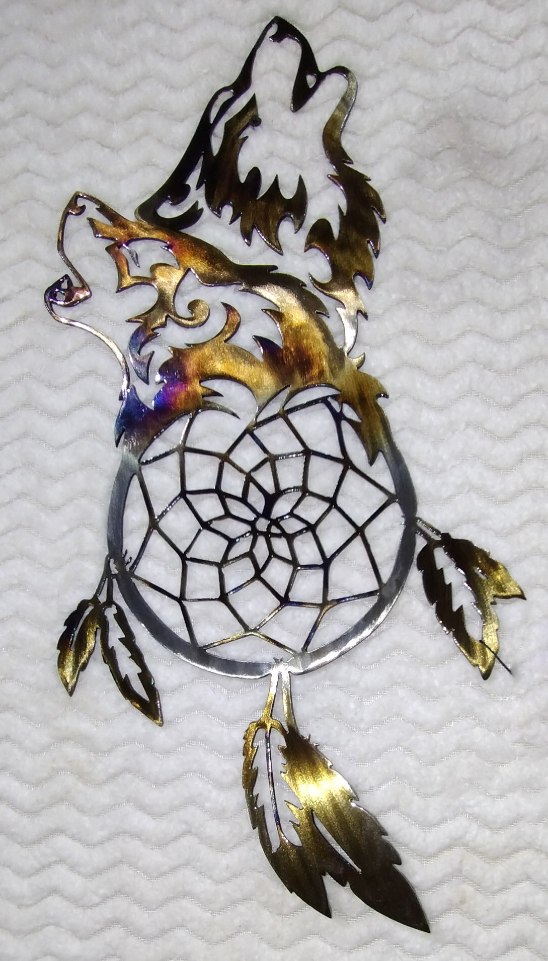 Wolf Dream Catcher metal wall art