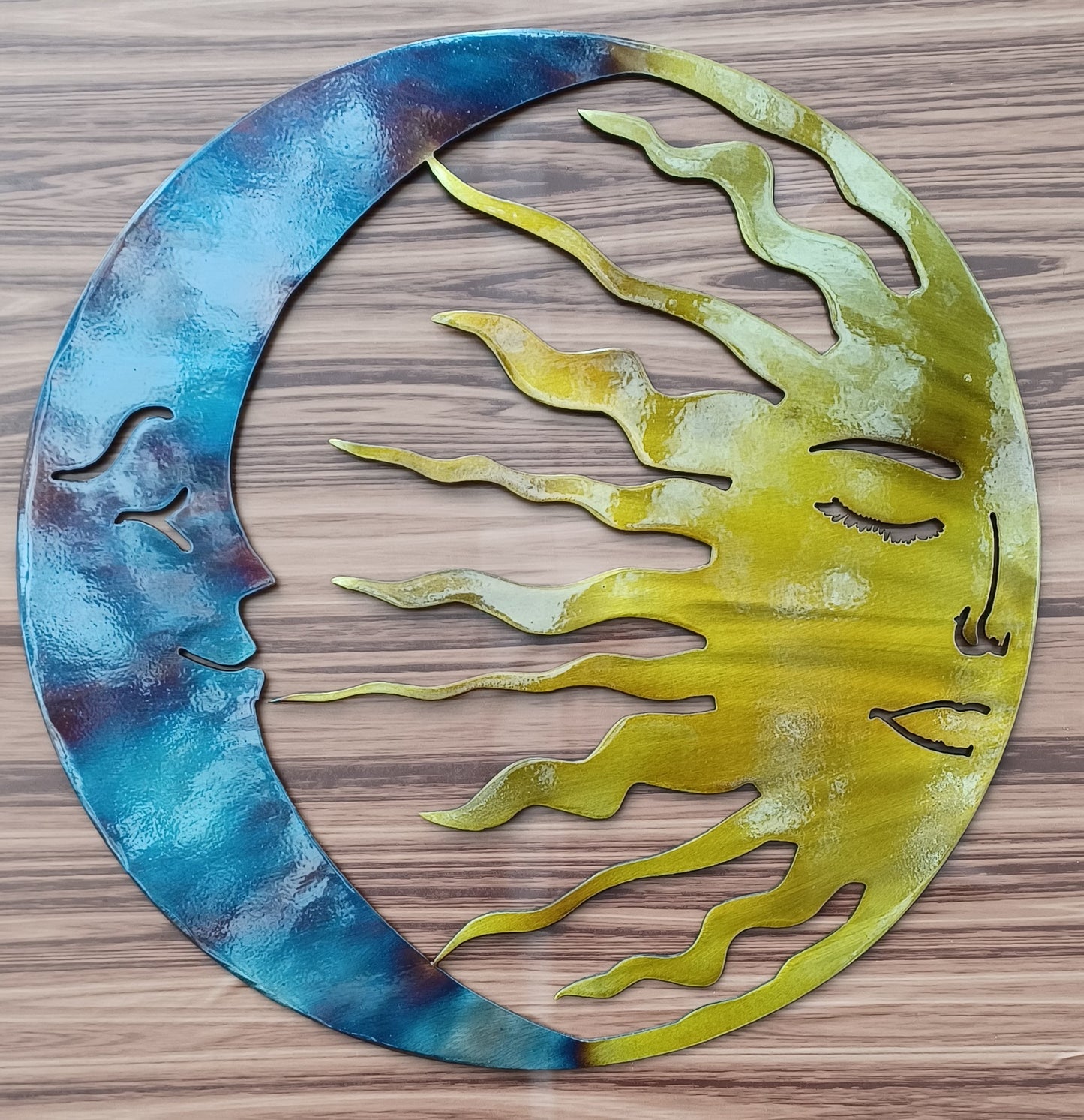 Sun and Moon, circle of life, sun and moon metal artwork