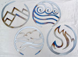 Torch-Finished Four Elements Metal Wall Art – Set of 4 (Earth, Air, Fire, Water)