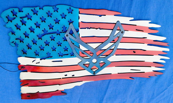 United States Air Force Tattered Flag - Layered Metal Wall Art