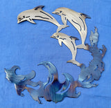 Dolphins Jumping out of the Ocean – Metal Wall Art