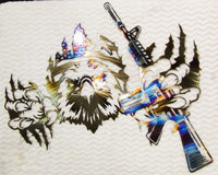 Eagle Breaking Through American Flag with AR metal wall art