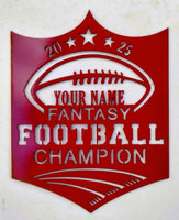Fantasy Football Champ Personalized Metal Wall Plaque – League Shield Award Sign