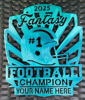 Fantasy Football Champ Personalized Metal Wall Plaque –  #1 Football Helmet