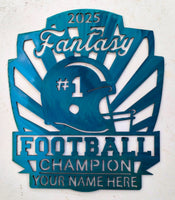 Fantasy Football Champ Personalized Metal Wall Plaque –  #1 Football Helmet