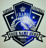 Fantasy Football Champ Personalized Metal Wall Plaque – Crown & Radiant Football