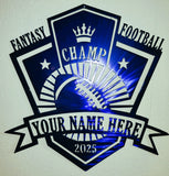 Fantasy Football Champ Personalized Metal Wall Plaque – Crown & Radiant Football