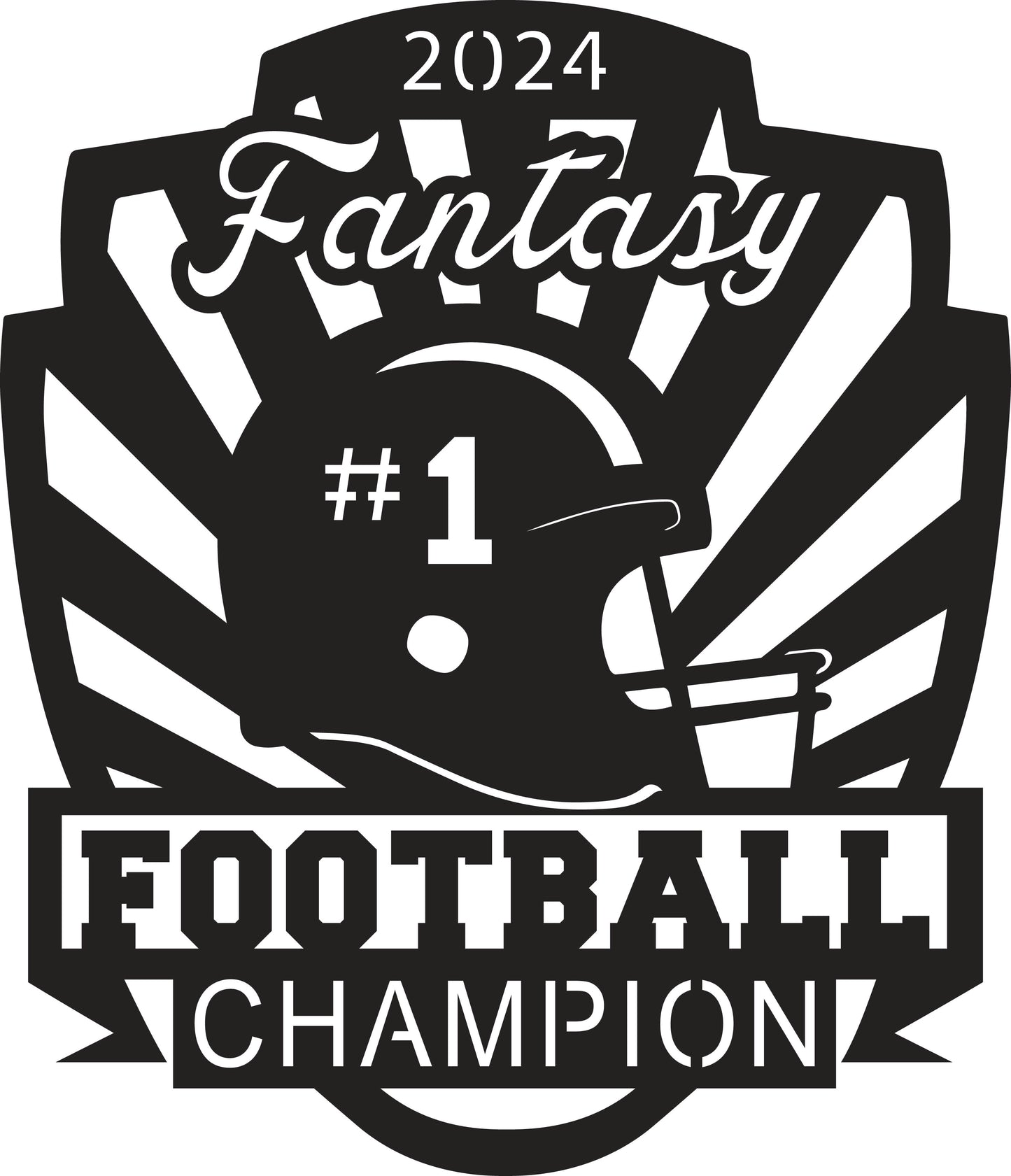 Fantasy Football Champ Metal Plaque - #1 Football Helmet