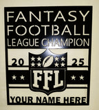Fantasy Football Champ Personalized Metal Wall Plaque – FFL Clean Square Plaque