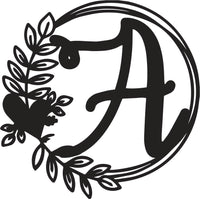 Heart & Leaves - Personalized Metal Monogram