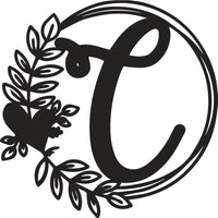 Heart & Leaves - Personalized Metal Monogram