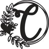 Heart & Leaves - Personalized Metal Monogram