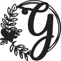 Heart & Leaves - Personalized Metal Monogram