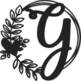 Heart & Leaves - Personalized Metal Monogram