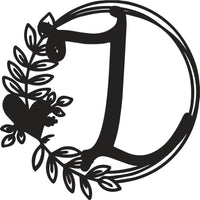 Heart & Leaves - Personalized Metal Monogram