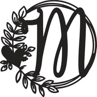Heart & Leaves - Personalized Metal Monogram