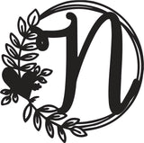 Heart & Leaves - Personalized Metal Monogram