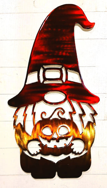 Pumpkin Patch Gnome Metal Wall Art