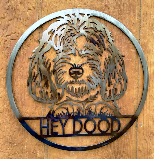 Hey Dood – Doodle Dog Metal Wall Art