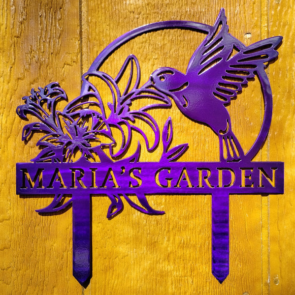 Hummingbird Garden Stake – Personalized Metal Sign