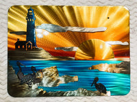 Sunset Seascape with Pelicans - Layered Metal Wall Art