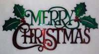 Merry Christmas with Holly Metal Wall Art