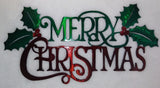 Merry Christmas with Holly Metal Wall Art