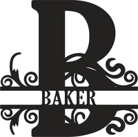 Classic Scroll Name Monogram – Personalized Metal Wall Art