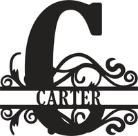 Classic Scroll Name Monogram – Personalized Metal Wall Art