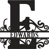 Classic Scroll Name Monogram – Personalized Metal Wall Art