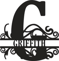 Classic Scroll Name Monogram – Personalized Metal Wall Art