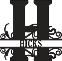 Classic Scroll Name Monogram – Personalized Metal Wall Art