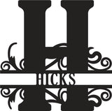 Classic Scroll Name Monogram – Personalized Metal Wall Art