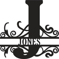 Classic Scroll Name Monogram – Personalized Metal Wall Art