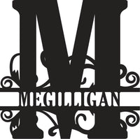 Classic Scroll Name Monogram – Personalized Metal Wall Art