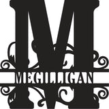 Classic Scroll Name Monogram – Personalized Metal Wall Art