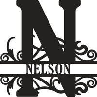 Classic Scroll Name Monogram – Personalized Metal Wall Art