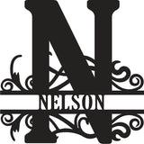 Classic Scroll Name Monogram – Personalized Metal Wall Art