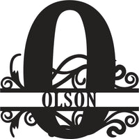 Classic Scroll Name Monogram – Personalized Metal Wall Art