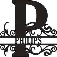 Classic Scroll Name Monogram – Personalized Metal Wall Art