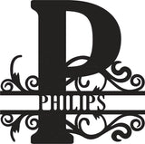Classic Scroll Name Monogram – Personalized Metal Wall Art