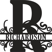 Classic Scroll Name Monogram – Personalized Metal Wall Art