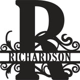 Classic Scroll Name Monogram – Personalized Metal Wall Art
