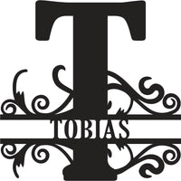 Classic Scroll Name Monogram – Personalized Metal Wall Art