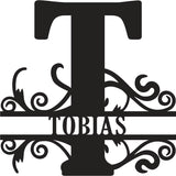 Classic Scroll Name Monogram – Personalized Metal Wall Art