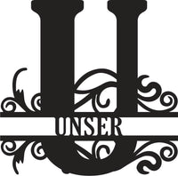 Classic Scroll Name Monogram – Personalized Metal Wall Art