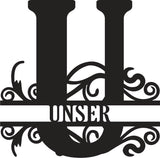 Classic Scroll Name Monogram – Personalized Metal Wall Art