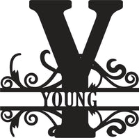 Classic Scroll Name Monogram – Personalized Metal Wall Art